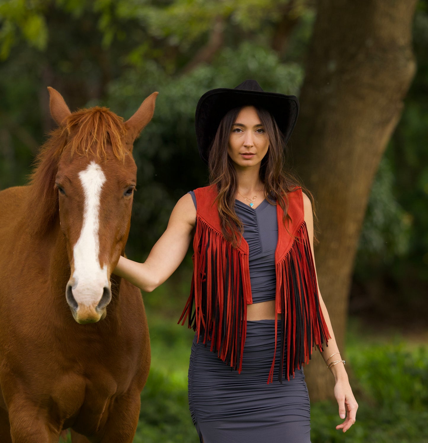 Boho Western 2 Tone Fringe Suede Vest