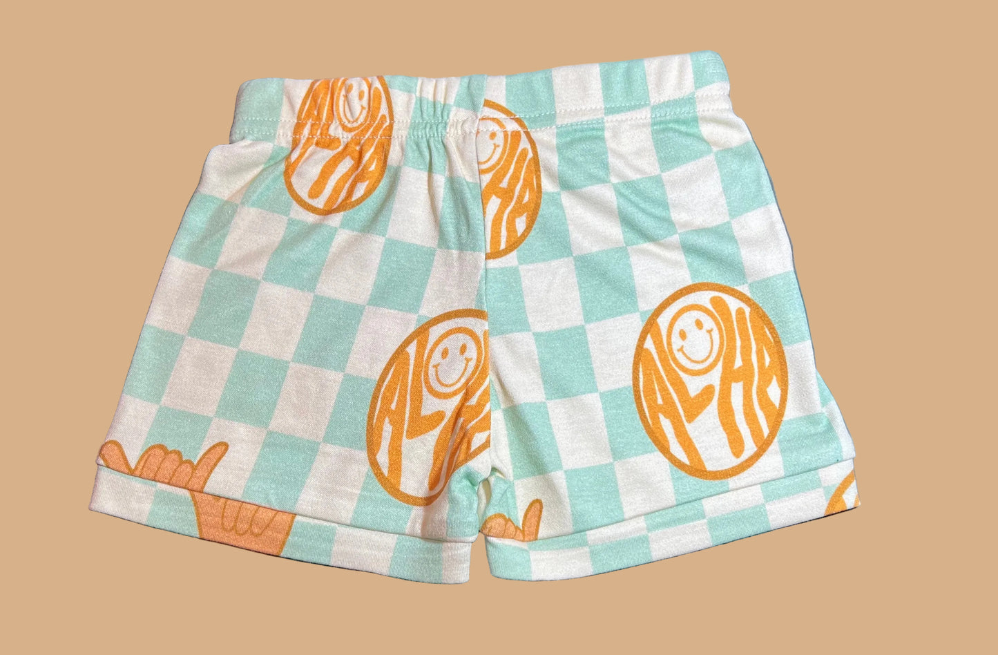 Stretchy Shorts - Checkered Mint