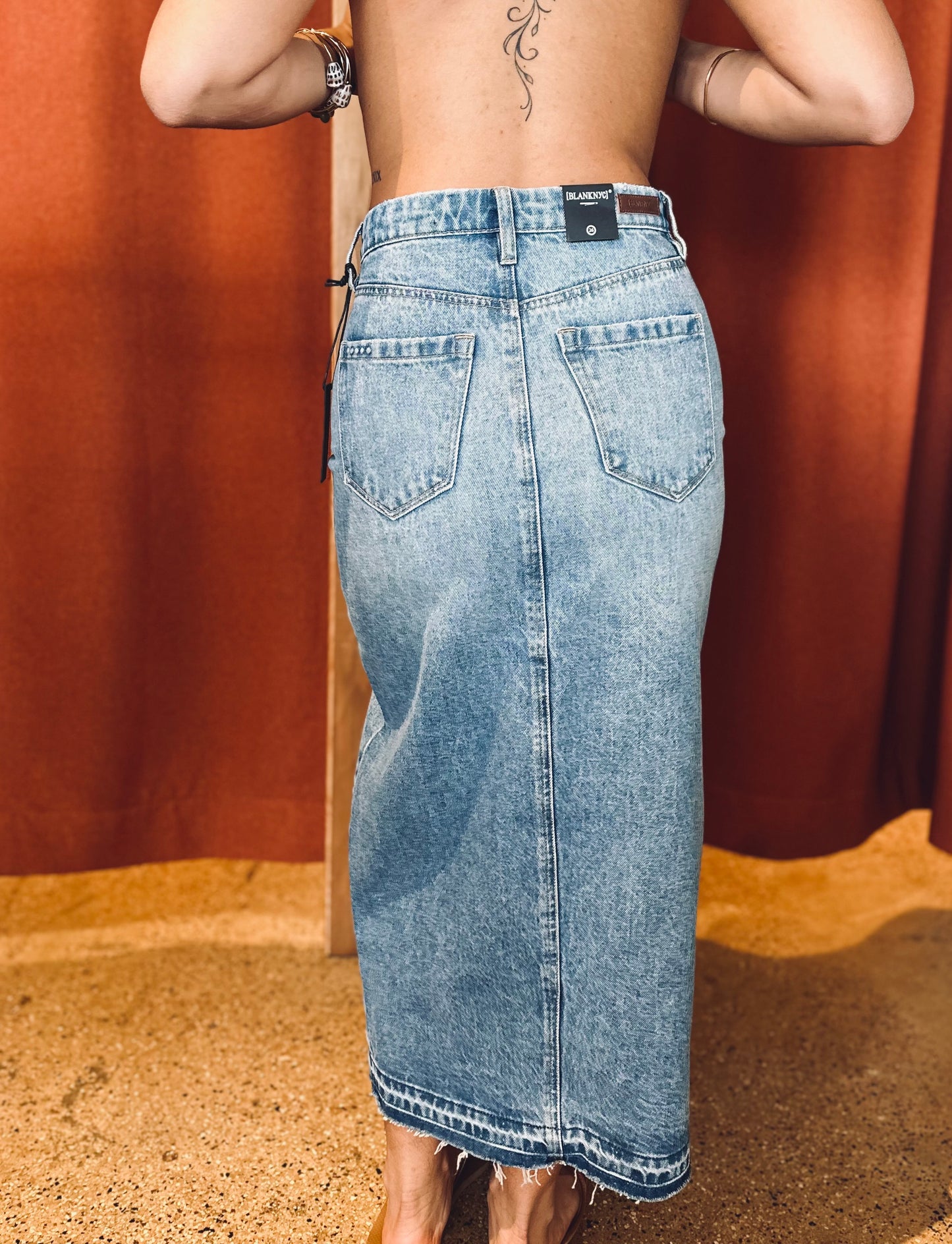 Long Denim Skirt w/ Slit