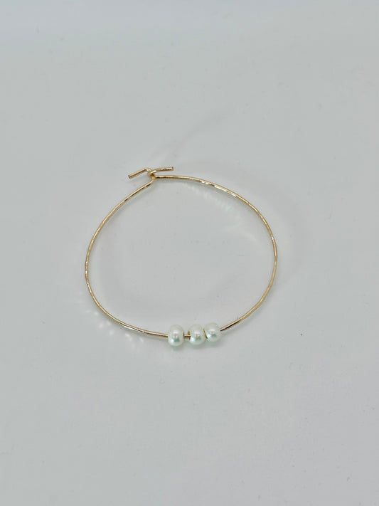Sliding 3 Pearl Cuff - 14k GF