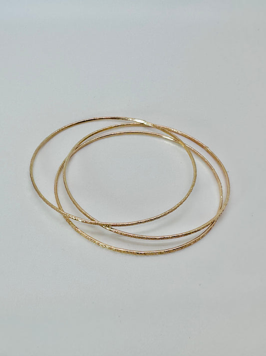 Thin Textured Bangle - 14k GF