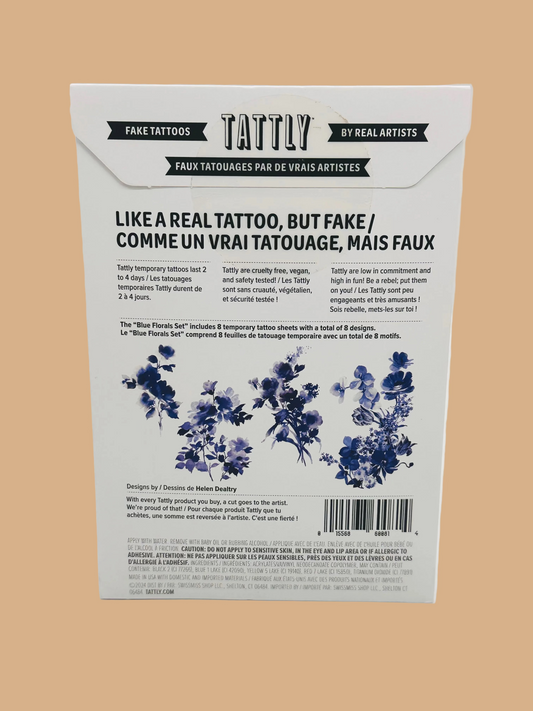 Blue Florals - 8 Tattoo Sheets