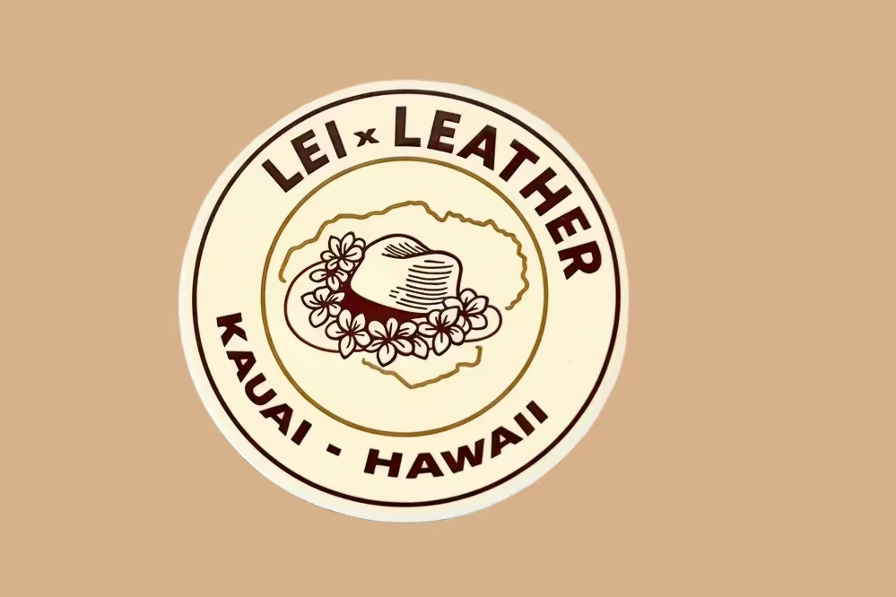 Round Logo Lei x Leather Sticker