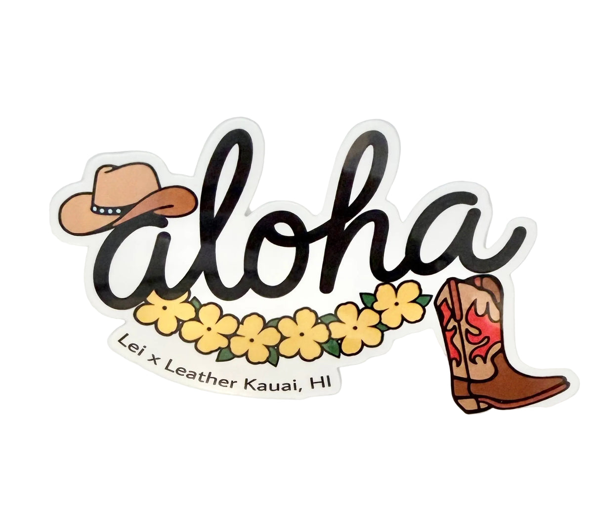 Aloha / Hat, Lei & Boots - Logo Sticker