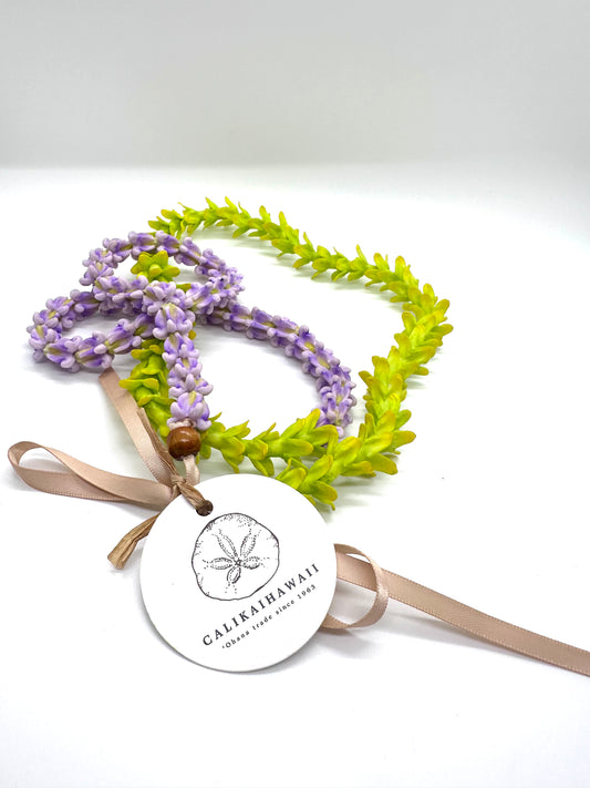 Pakalana w/ Purple Crown Clay Flower Traditional Lei