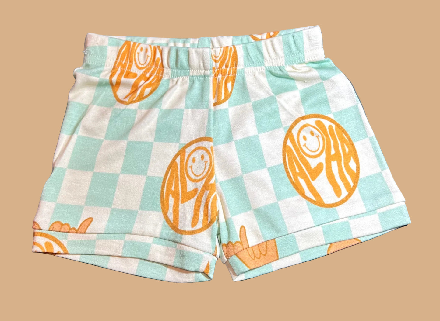 Stretchy Shorts - Checkered Mint