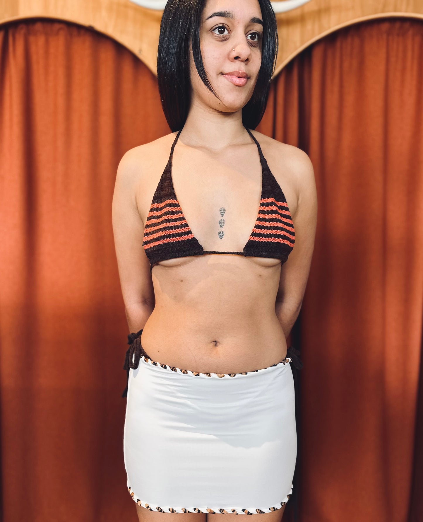 Dixie Striped Knit Triangle Bikini Top