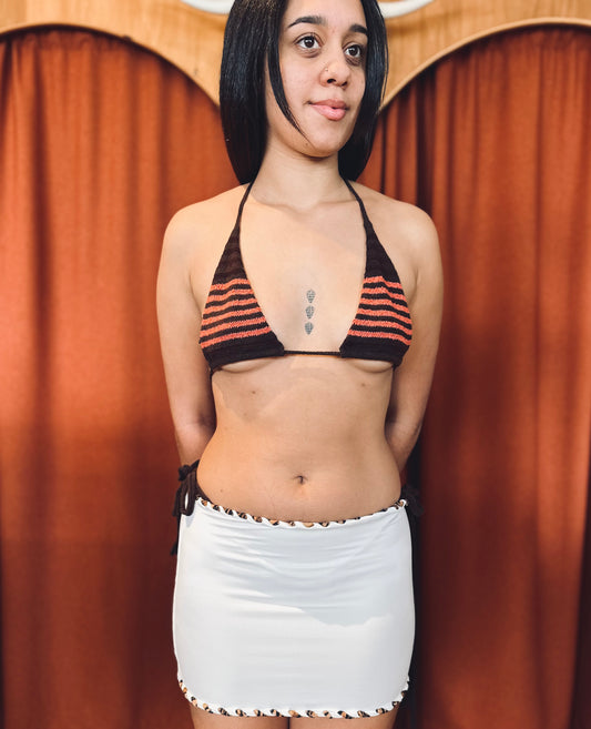 Dixie Striped Knit Triangle Bikini Top