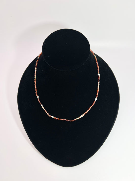 Square Spinel Stone w/ Fresh Water Pearls & Herkimer Diamonds - Necklace