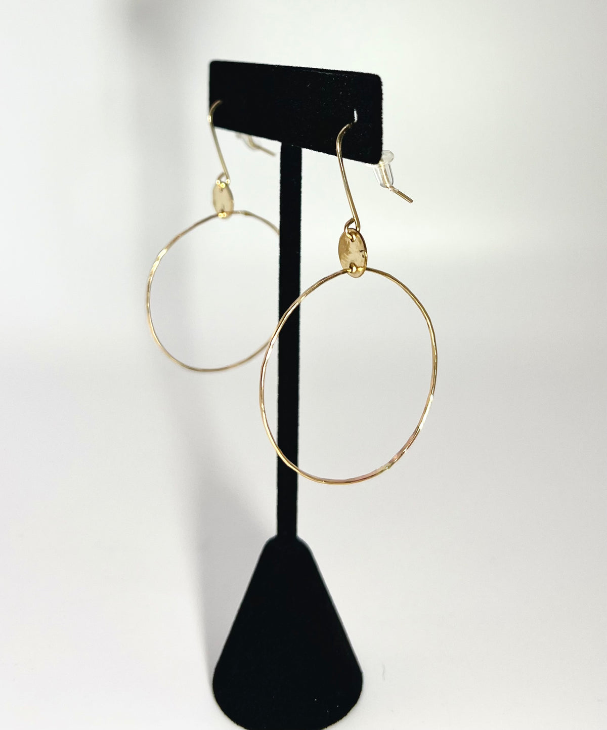 Disk Circle Drop Hoop Earring’s - 14k GF