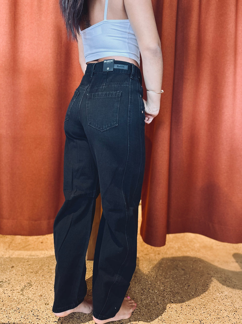 Western Buckle Black Denim Pants
