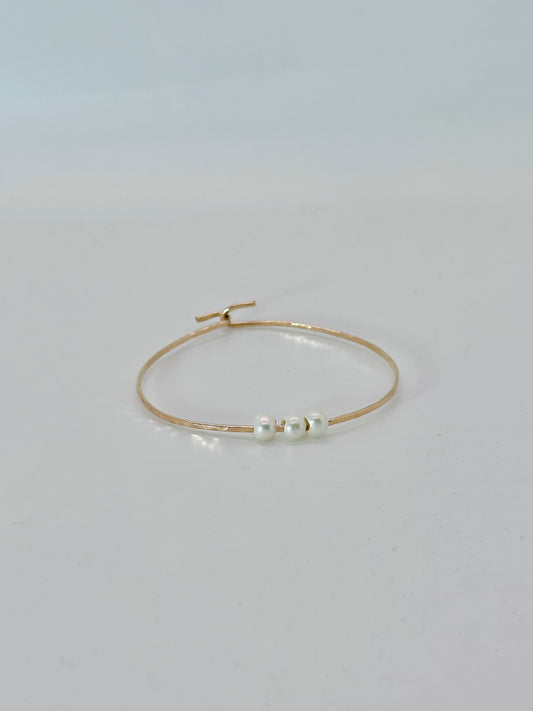 Sliding 3 Pearl Cuff - 14k GF