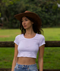 Low Neck Cropped Tee - 100% Cotton