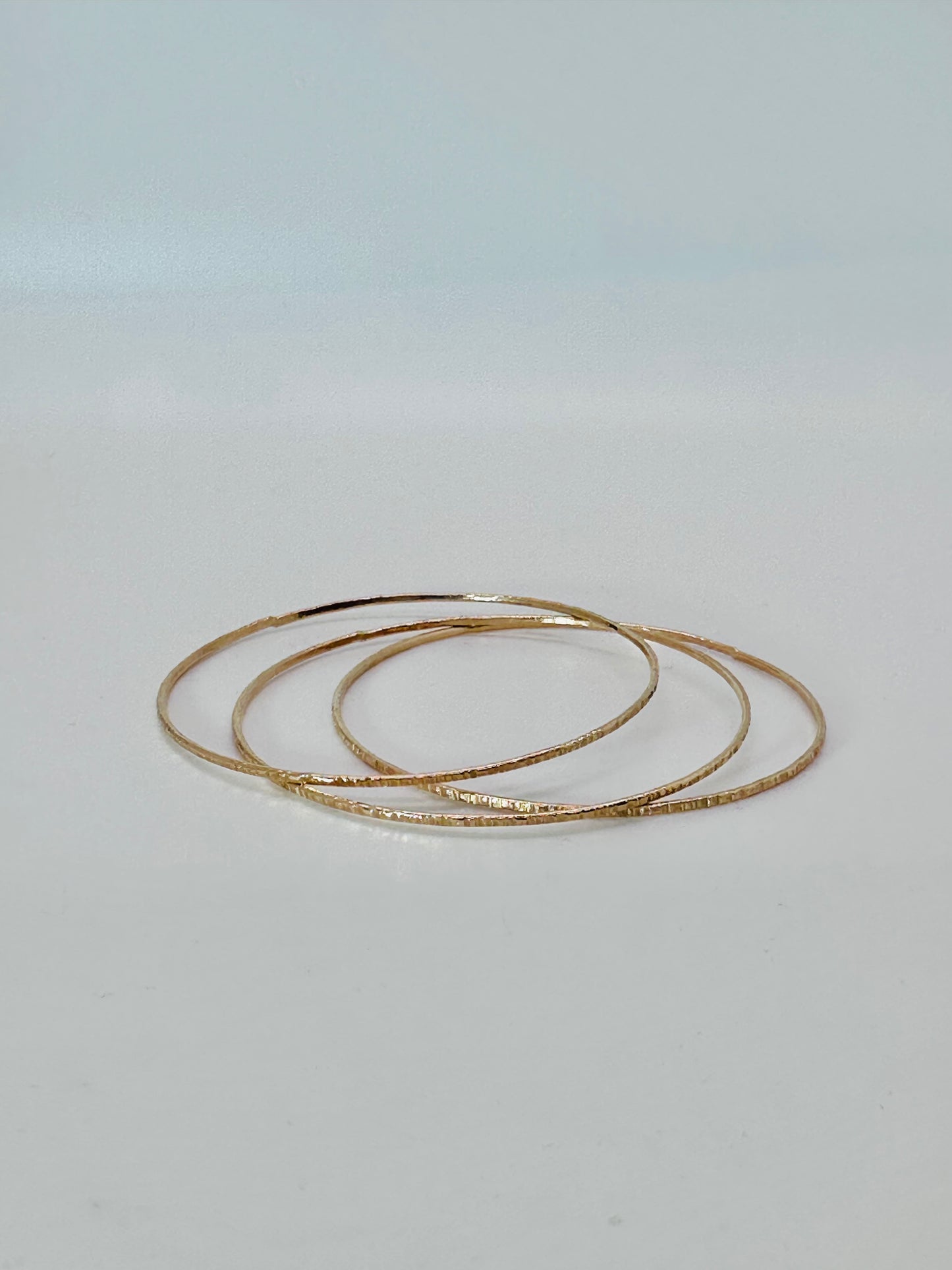 Thin Textured Bangle - 14k GF