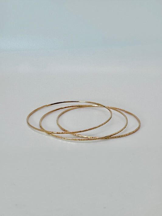 Thin Textured Bangle - 14k GF
