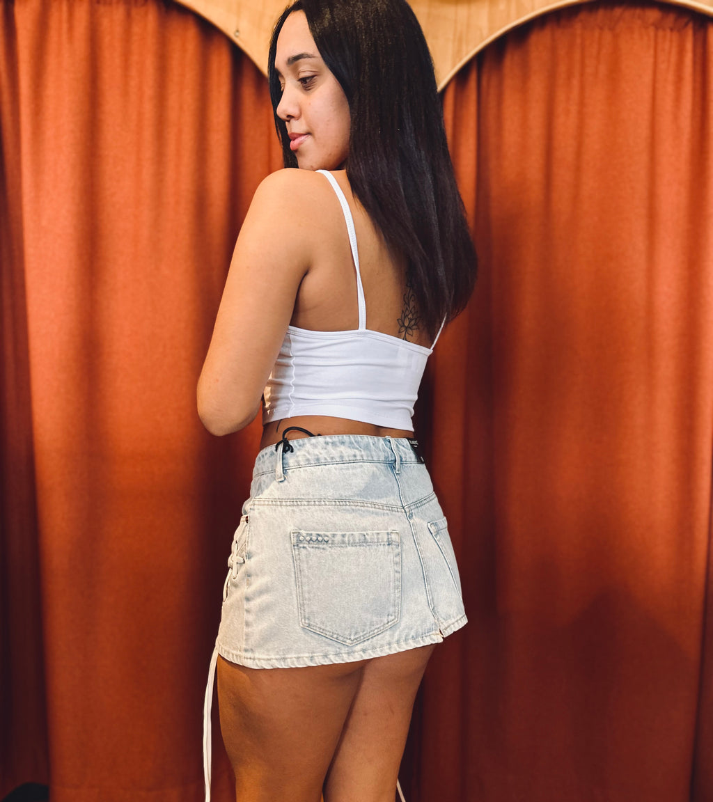 Tie Breaker Denim Skirt
