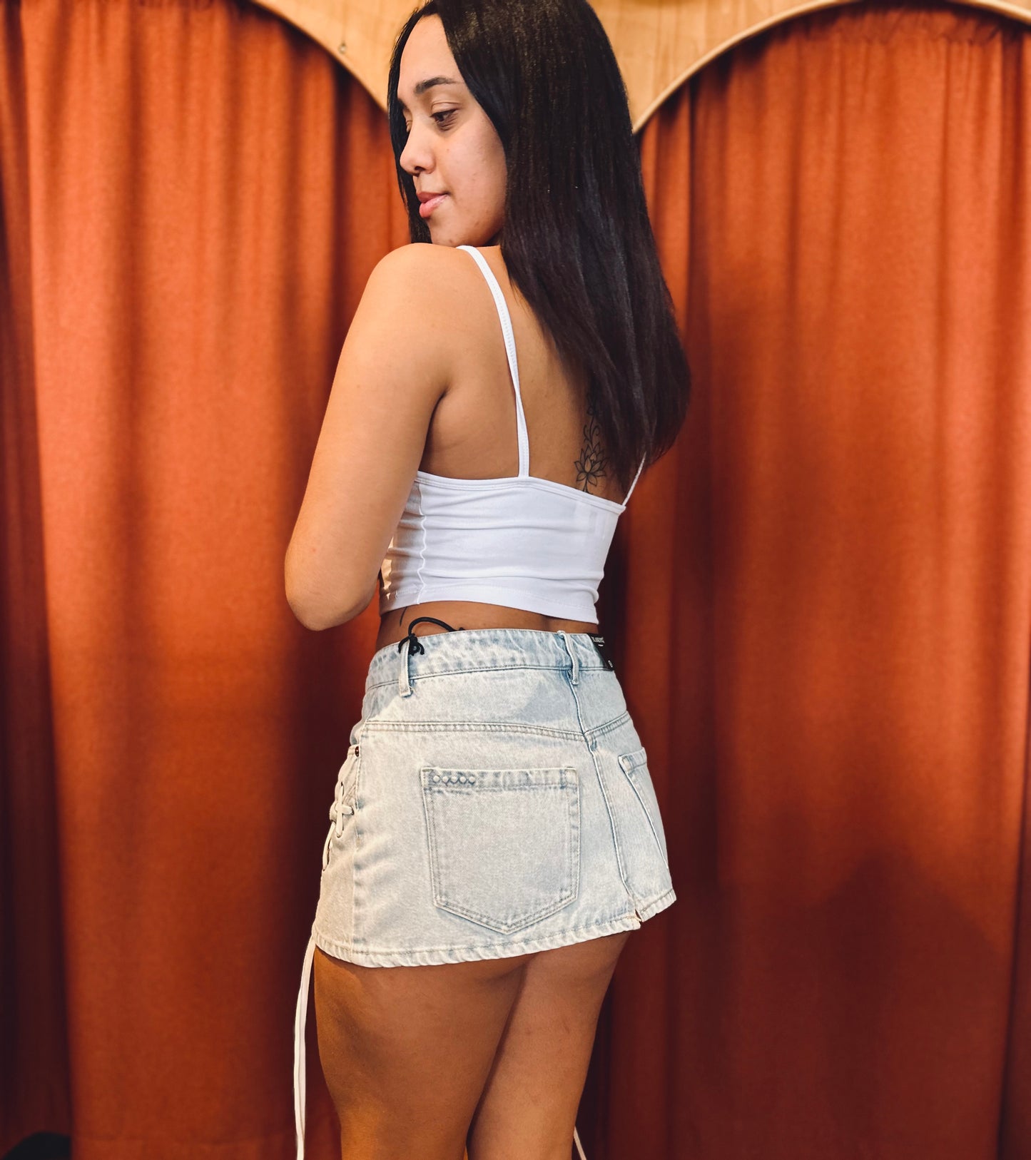 Tie Breaker Denim Skirt