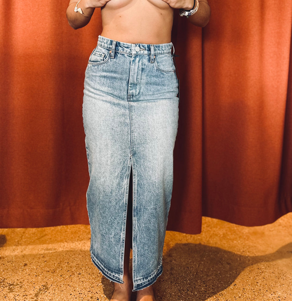 Long Denim Skirt w/ Slit