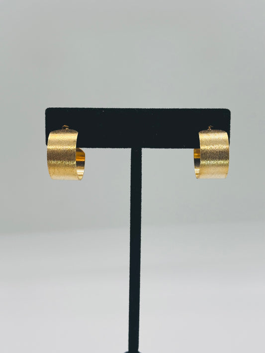 Wide Flat Brushed Half Hoop Earring’s