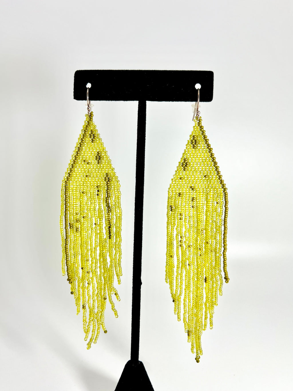 Green Beaded Triangle Dreamer Earring - Large