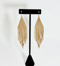 Gold & Beige Beaded Triangle Dreamer Earring - Large
