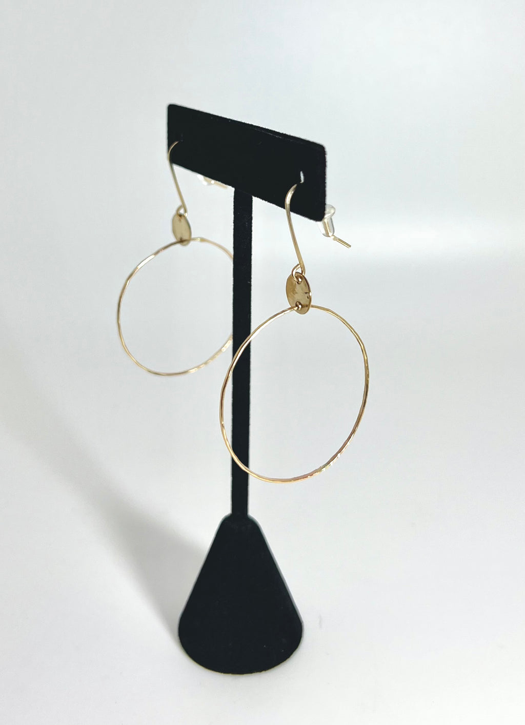 Disk Circle Drop Hoop Earring’s - 14k GF