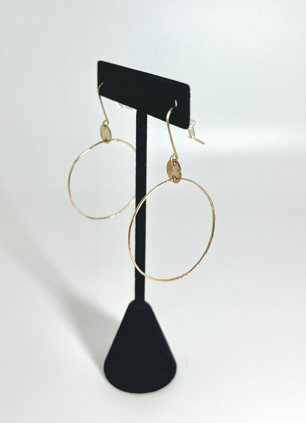 Disk Circle Drop Hoop Earring’s - 14k GF