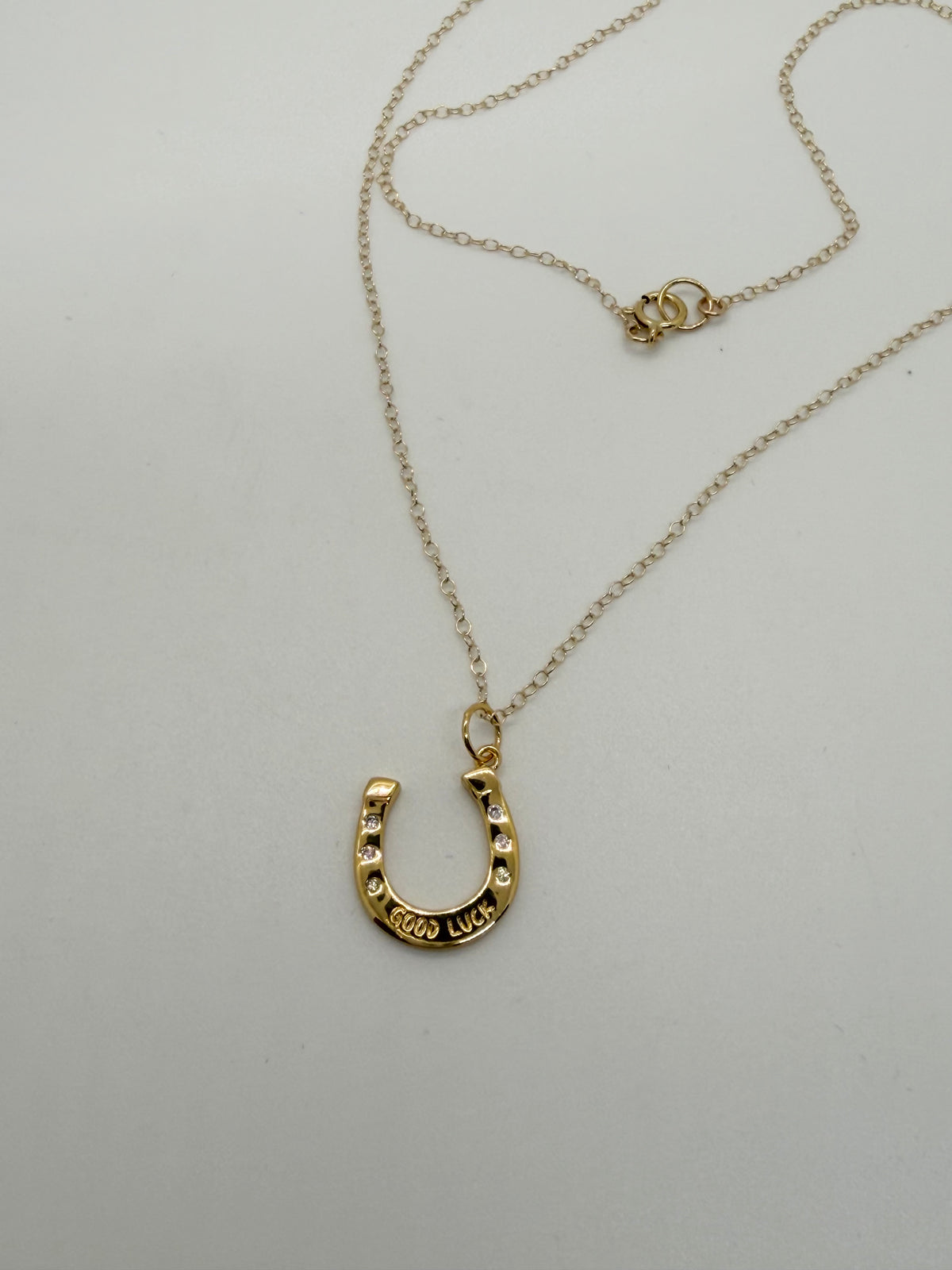 Good Luck Horseshoe Charm Gold-Filled Necklace