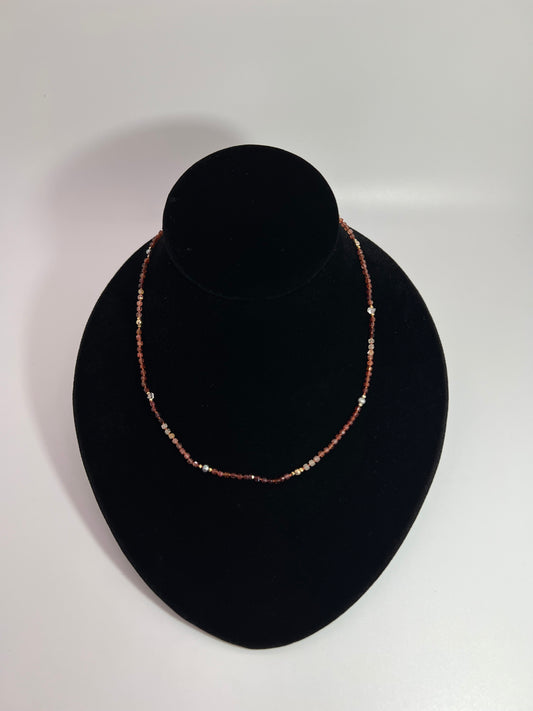 Smooth Spinel Stone w/ Fresh Water Pearls & Herkimer Diamonds - Necklace