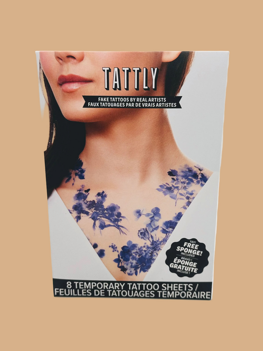 Blue Florals - 8 Tattoo Sheets