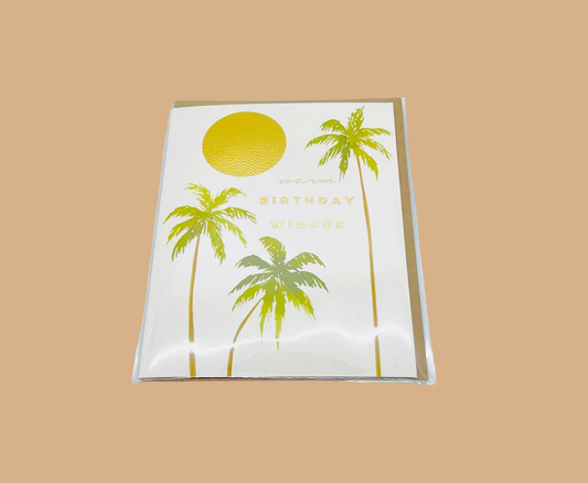 Warm Wishes, Gold Sun w/ Palm Trees - Card