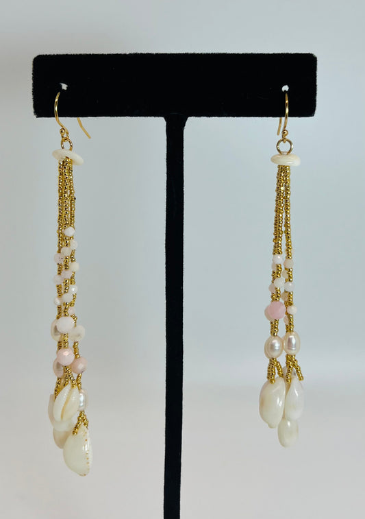 Opal & Cowrie Dangle Earring