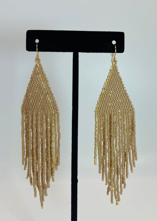 Gold Beaded Triangle Dreamer Earring - Large