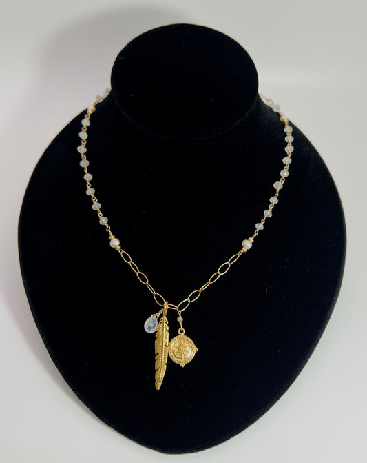 Feather & Charms Necklace 14GF