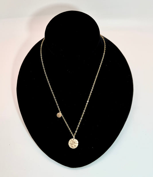 Hammered Double Disc Necklace