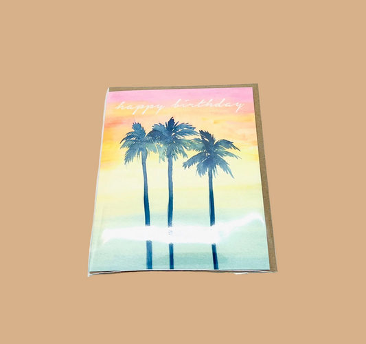 Happy Birthday Sunset w/ Palm Tree - Card