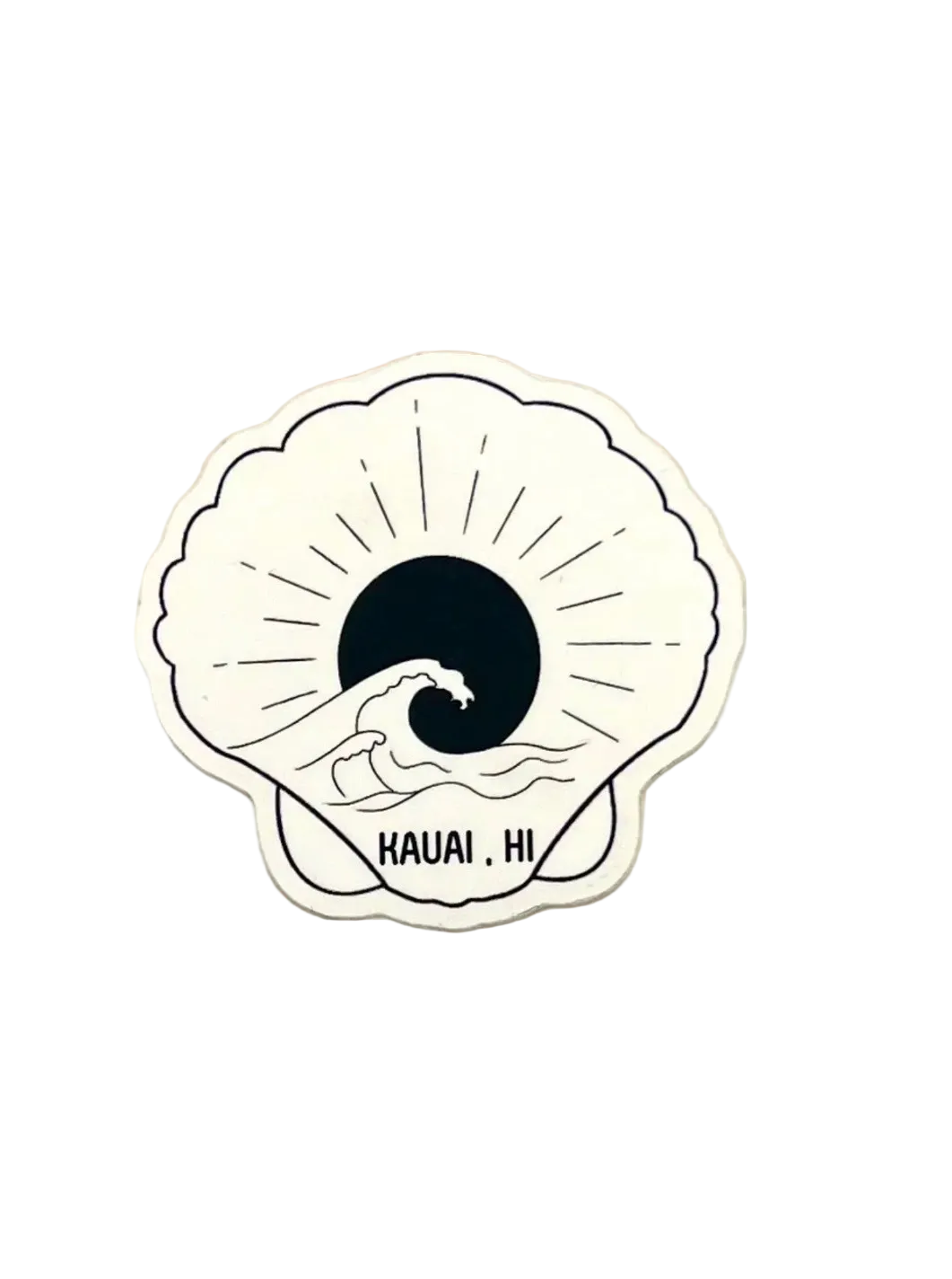 Kauai Shell & Waves B&W - Sticker