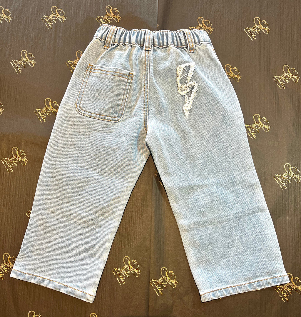 Kids Checkered Denim Jeans